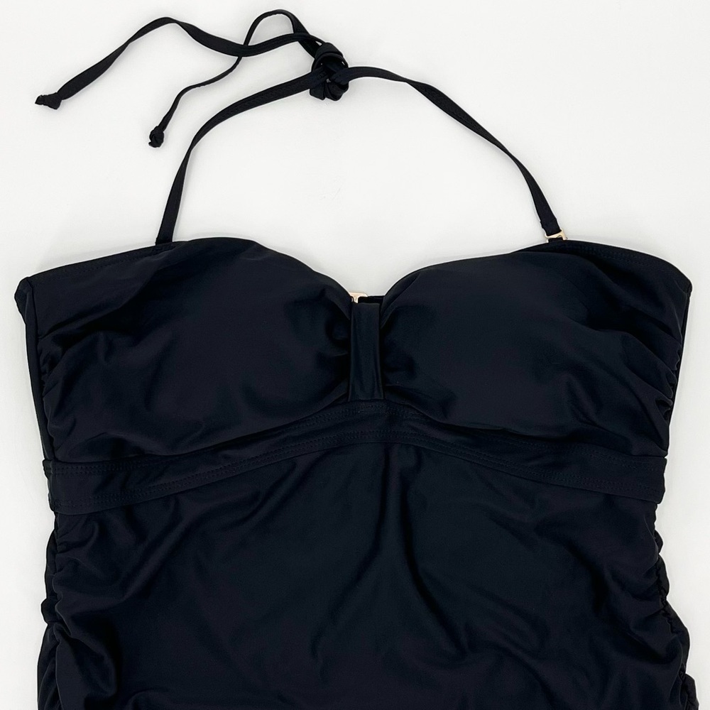 NWT Nicole Miller Black Bandeau Swim Dress w/Shirring Bathing Suit Swimsuit - Picture 5 of 14